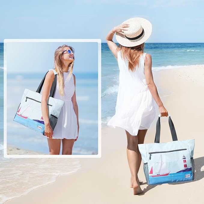 G4Free Beach Bag, Waterproof Sandproof Beach Tote Bag, Large Capacity Foldable for Women - Image 2