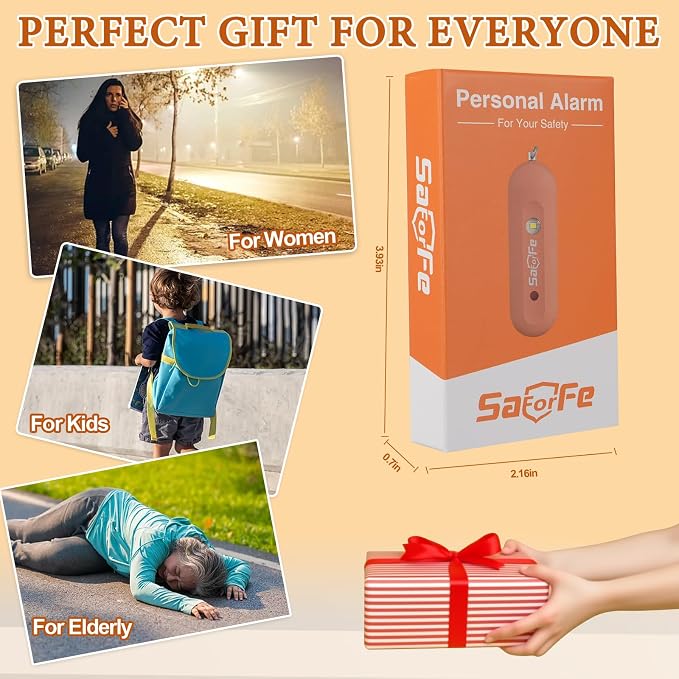 Personal Safety Alarm - Waterproof Rechargeable Security Alarm - 140dB Extra Loud Siren & Strobe Light - Self Defense Keychain - Gift for Women, Teenagers, College Girls, Seniors (Orange) - Image 7