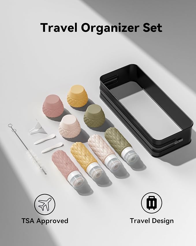 Silicone Travel Bottles for Toiletries 8 Pack Travel Size Toiletries 3.4 oz 1.7 oz, Leakproof Squeeze Travel Size Containers Refillable Cosmetic Jars Set for Shampoo, Conditioner, Creams - Image 7