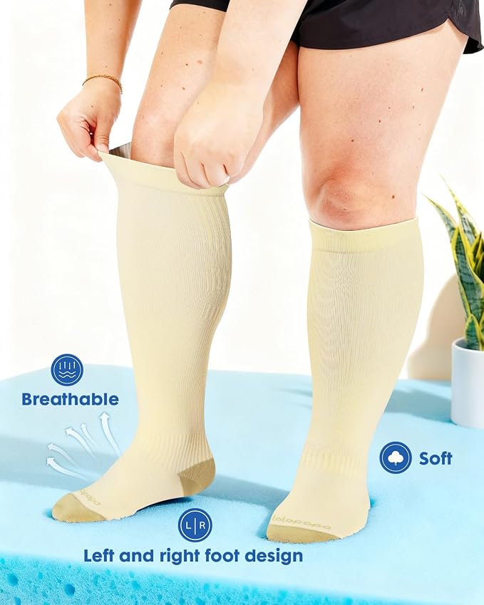 3-Pair Wide Calf Compression Socks for Women | 20-30mmHg Graduated Support, Easy On & Off, Knee High Length, Ankle Support, Travel Nurse Daily Wear, Cute Patterned - Image 2