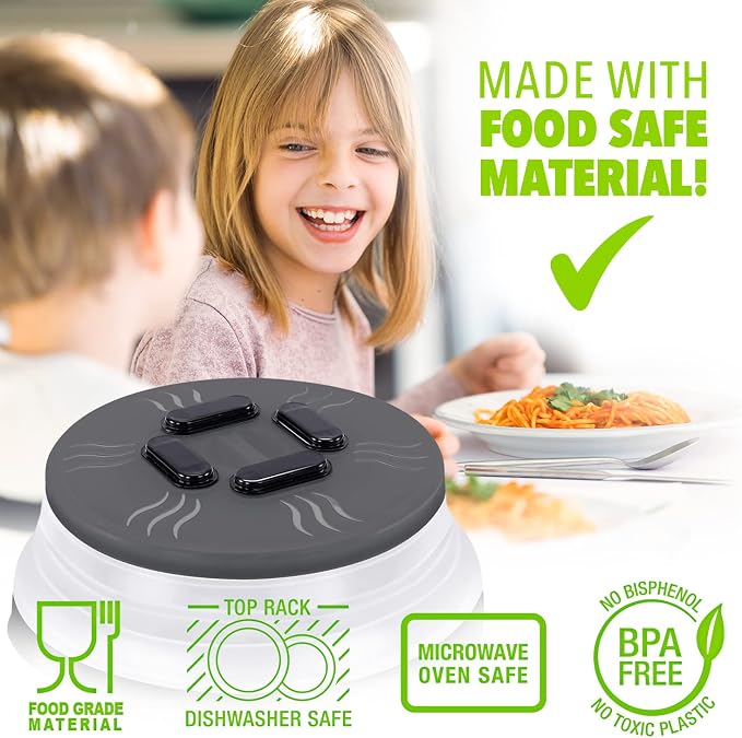 HOVER COVER Magnetic Microwave Splatter Cover - 10" Collapsible - Graphite | BPA-Free Lid, Vented Plate Guard with Steam Vents, Anti-Splash Microwave Lid, Dishwasher Safe, Space-Saving Magnetic Storage - Image 7
