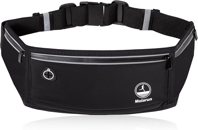 Slim Running Belt Fanny Pack, Phone Holder Waist Pack Money Belt - Black - Image 2