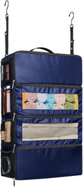 Vokelater Suitcase Organizer, Travel Luggage Organizer with Hanging Shelves & Packing Cubes - Collapsible & Portable for Carry-on, Large, Blue by Vokelater
