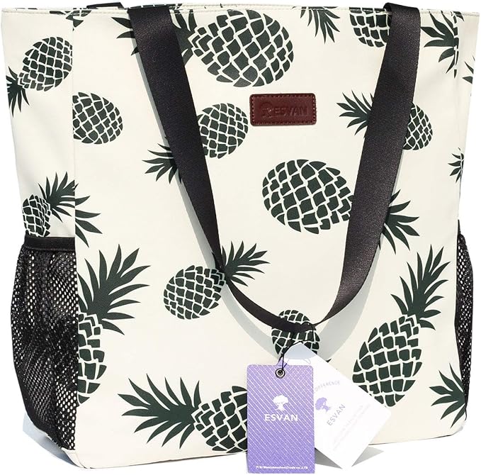 ESVAN Original Floral Water Resistant Large Tote Bag Shoulder Bag for Gym Beach Travel Daily Bags Upgraded - Image 5
