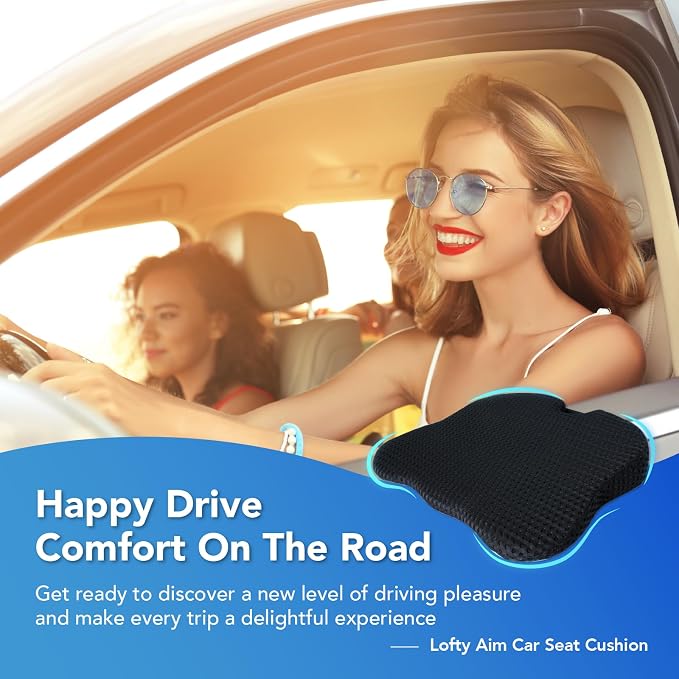 Lofty Aim Car Seat Cushion, Comfort Memory Foam Car Cushions for Driving (Black) - Image 2