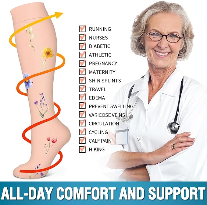 6 Pack Copper Compression Socks for Women and Men Circulation-Best Support for Medical,Running,Nursing,Athletic - Image 6