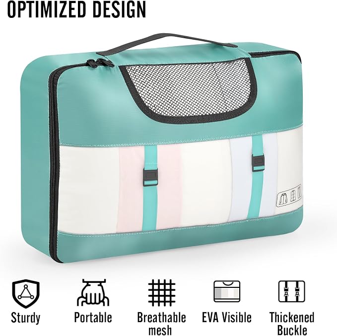 Veken 8 Set Packing Cubes for Travel Essentials, Suitcase Organizer Bags in 4 Sizes, Carry-On Luggage Accessories with Laundry Bag, Airplane Must Have with 99-Count Mesh Holes - Image 4