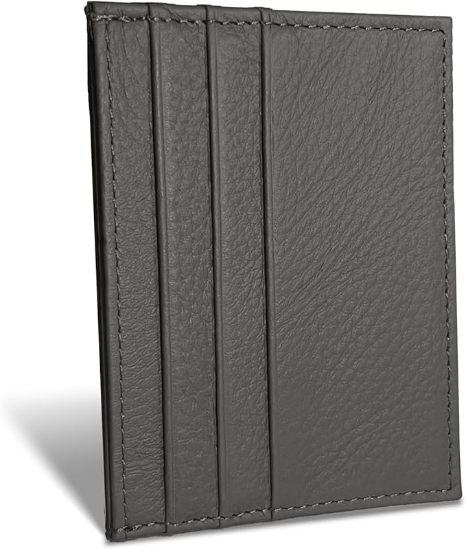 WOXVM Credit Card Holder Wallet RFID Blocking Slim Credit Card Cases Holder Premium Leather Minimalist Front Pocket Small Wallet with 6 Card Slots and 1 Pockets for Men Women (Grey) by WOXVM