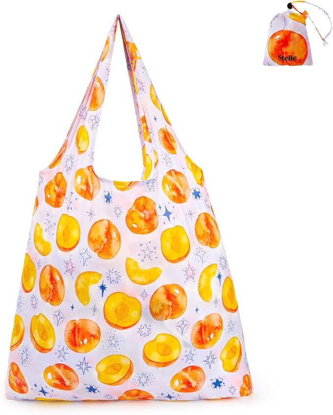 Stelle Lightweight Reusable Grocery Bag with Handles Ripstop Nylon Foldable Tote Shopping Bags for Travel and Groceries by StelleAthletica