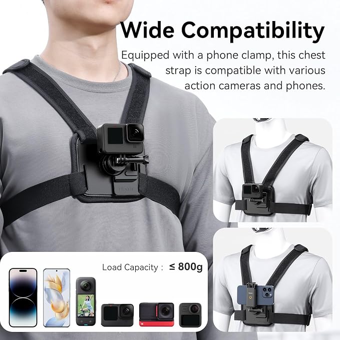 ULANZI CM028 Adjustable Chest Mount Harness for Action Camera Phone | Vertical/Horizontal Switch, for GoPro DJI Insta360 iPhone Samsung, Adjustable Straps, POV Shooting - Image 5