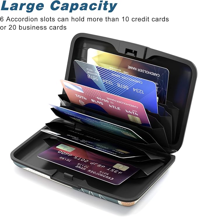 Credit Card Holder, Mini Aluminum Card Wallet RFID Blocking Slim Metal Hard Card Case for Women Men, White Leaves - Image 4