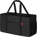 LHZK Standing Extra Large Utility Tote Bag with Metal Wire Frame and the Sides Rinforced, Extra Large Tote Bag with Handle, Reusable Grocery Bags Foldable, Beach Bag, Car Tote (Black) | Metal Wire Frame by LHZK