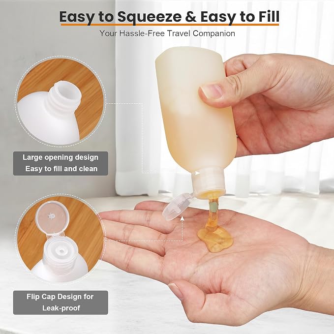 Cosywell 5 Pack 3.4oz Travel Bottles for Toiletries, White | Soft Touch HDPE, TSA Approved, Leak Proof, Squeezable Bottles for Shampoo Conditioner & Body Soap - Image 5