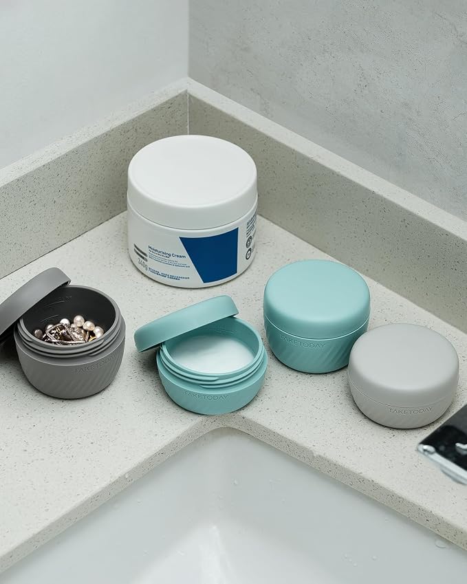 TakeToday Travel Containers for Toiletries, 2oz, 4 Pack, Apricot | Air Travel Leak-Proof, TSA Approved, Silicone Jars with Lid, for Cosmetics & Toiletries - Image 9