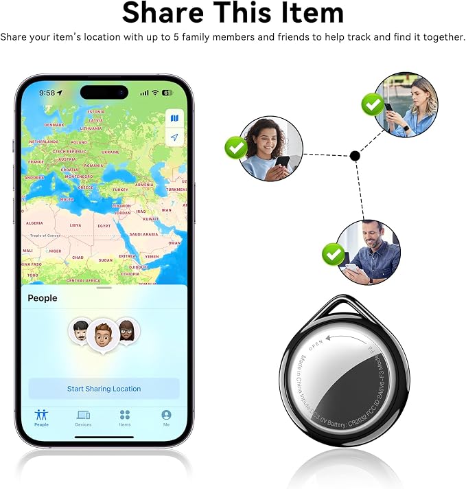 Bluetooth Wallet Tracker 4 Pack, Works with Apple Find My App (iOS Only), IP67 Waterproof Item Finder with Replaceable Battery and Loud Alarm for Keys, Wallet, Luggage, Backpack and Travel Bags - Image 6
