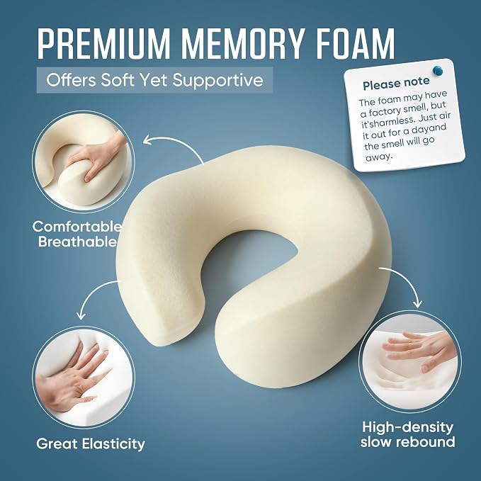 Premium Travel Neck Pillow Cooling Ice Silk Memory Foam Cervical Pillow for Airplane & Long Flights, Ergonomic Neck Support for Sleeping & Pain Relief, Washable Cover, Compact Carry Case (Pink) - Image 7