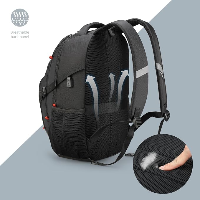 Swissdigital Design Travel Backpack for Men with Apple Find My, Laptop Backpack with USB Charging Port, RFID Protection, Add-A-Bag System - Travel Backpack for Men-Finder Color Random | SD803BT013-01 - Image 7