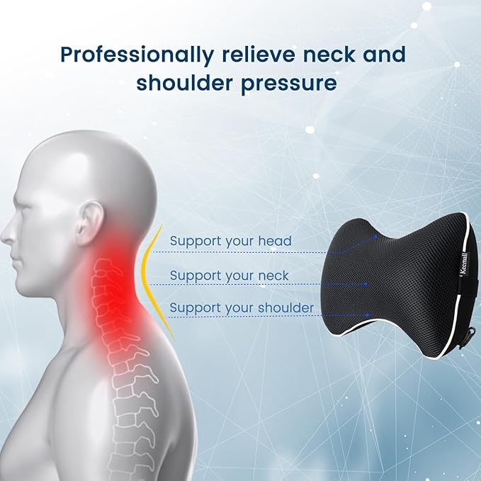 Keemall Inflatable Car Neck Pillow, Soft Headrest Inflatable Car Pillow for Driving Seat with Adjustable Strap, Comfortable Ergonomic Design Neck Support and Breathable Washable Cover - Image 2