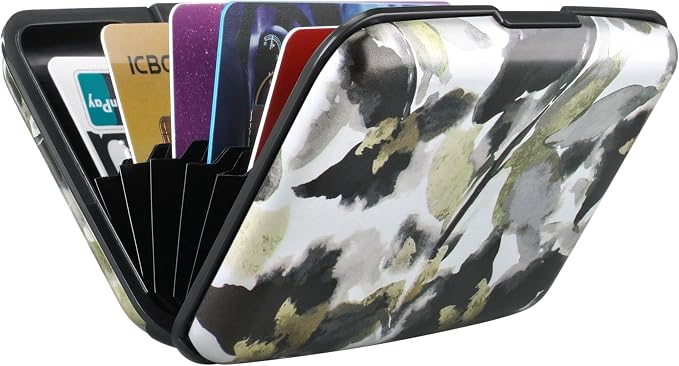 RFID Aluminum Wallet Credit Card Protector Case Holder for Men Women | Mini RFID Aluminum Wallet Credit Cards Holder Business Card Case Metal ID Case for Men Women(Flowers in Ink Painting) - Image 6