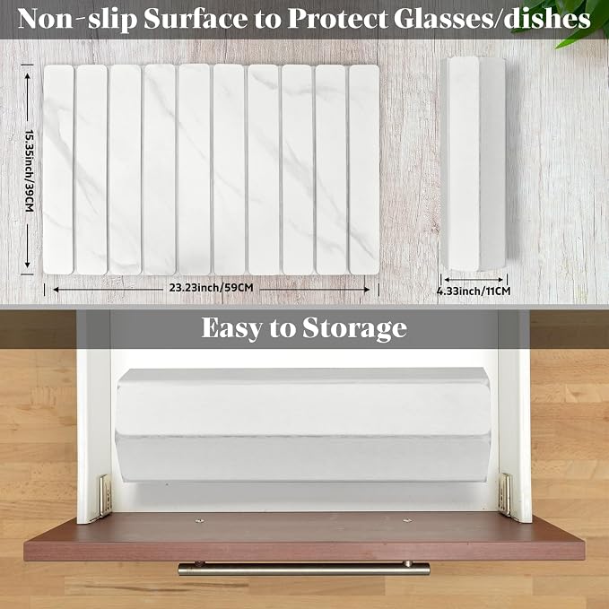 Large Stone Dish Drying Mat for Kitchen Counter, Foldable Quick Drying Dish Mats, Ultra Absorbent Diatomaceous Earth Mats for Dishes Bottles Cups, Match Any Countertop (White Marble 24"×16" & 8"x4") - Image 2