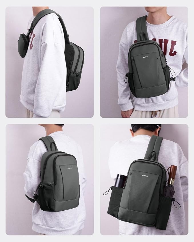 ECOHUB Anti-Theft Crossbody Bag Men Women RFID Blocking Lightweight Sling Backpack Water Resistant for Travel Hiking Outdoor - Image 3