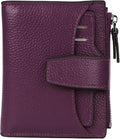 Women's RFID Blocking Leather Small Compact Bi-fold Zipper Pocket Wallet Card Case Purse with id Window by AINIMOER