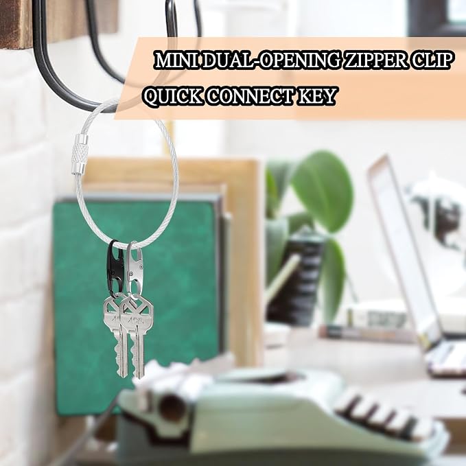 6pcs Anti Theft Zipper Lock Clips for Bag Pull Replacement, Silver & Black | Zinc Alloy Double Opening Small Carabiner Clips Anti Theft Zipper Clip for Keychain Charm, Luggage Bag Lock, Travel & Camping - Image 4