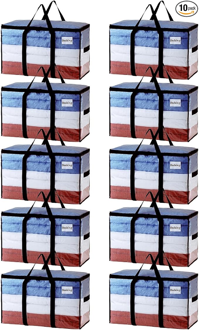TAILI 10 Pack Clear Extra Large Moving Bags,Storage Bag with Visible Window | 93L Heavy Duty Totes For Storage,Wrap Around Handles,Alternative to Moving Boxes, College Dorm,Perfect for Moving by TAILI