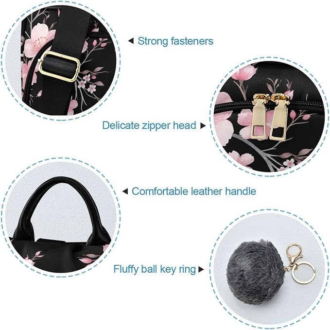 ALAZA Pink Cherry Blossom Flowers Backpack Purse for Women Anti Theft Fashion Back Pack Shoulder Bag - Image 6