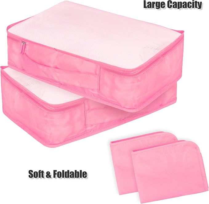 Packing Cubes Set, 2 Pcs Packing Organizers Set for Suitcases (Pink) - Image 2