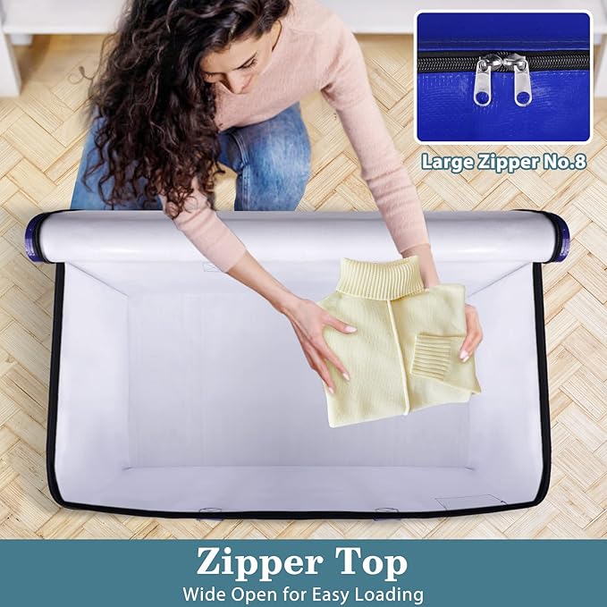 HomeHacks Moving Bags, 93L-4 Pack Heavy Duty Moving Totes | Storage Bags, Collapsible Moving Supplies, Reinforced Handles & Tag Pocket, Moving Totes with Zipper - Image 6