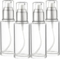 Clear Glass Pump Bottle (4-Pack) 1.7 Oz 50ml - Refillable, Lotion | Silver Cap, Luxury, Serum, Foundation, Body Cream, Sanitizer, Cosmetics, Travel by Vitalup