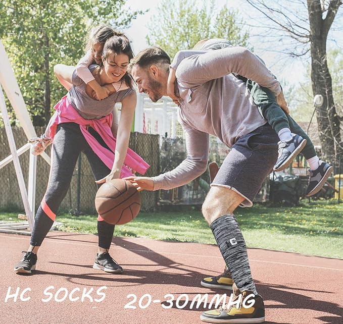 5/6 Pairs Graduated Compression Socks for Women&Men 20-30mmhg Knee High Socks Travel Hiking Running Stocking - Image 2