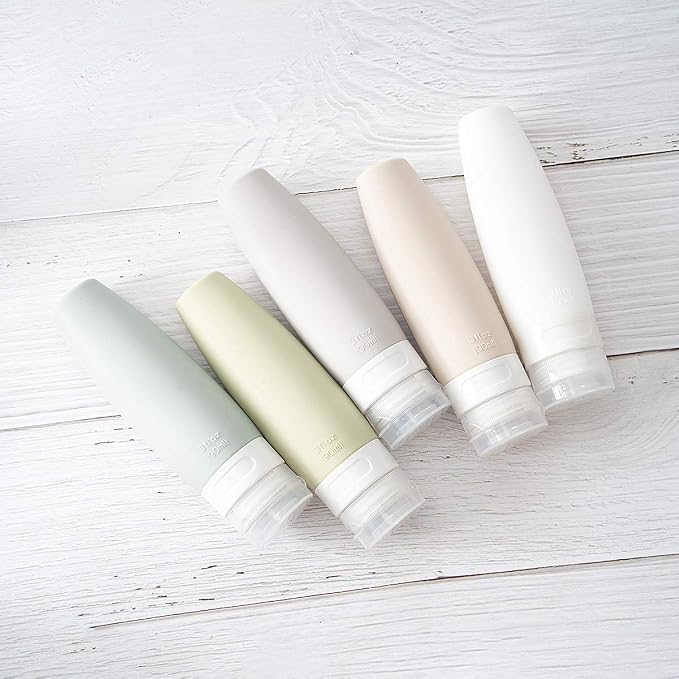 TSA Certified Portable Silicone Travel Bottle Set, Leak Proof Squeezable Silicon Tubes Travel Size Toiletries Containers, Refillable Travel Accessories for Shampoo Liquids 5 Pack (3 fl. oz) - Image 6