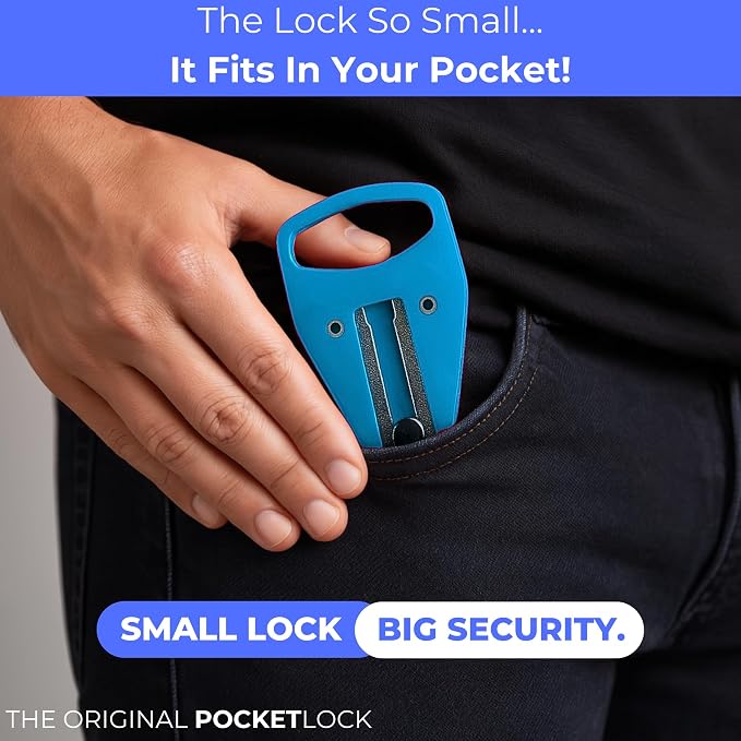 Portable Door Lock 2 Pack for Travel – Hotel Door Locks for Travelers Security – Door Safety Lock from Inside for Home & Apartment – Travel Locks for Hotel Rooms – (Blue) - Image 5