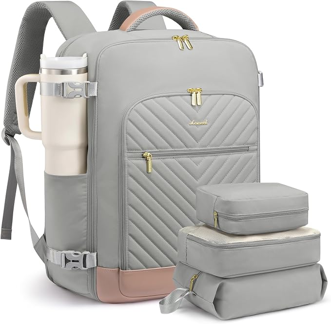 LOVEVOOK Large Travel Backpack for Women, TSA Carry on Backpack for Airplanes, 40L Personal Item Travel Bag for Women fits 17" Laptop,Waterproof Carry on Bag Airplane Approved with 3 Packing Cubes by LOVEVOOK
