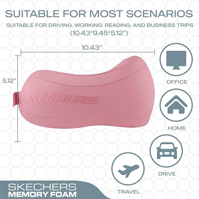 Skechers Neck Pillow for Traveling,Memory Foam Travel Neck Pillow for Airplane Travel Pillow for Flight Headrest Sleep, Portable Plane Accessories,Pink - Image 5