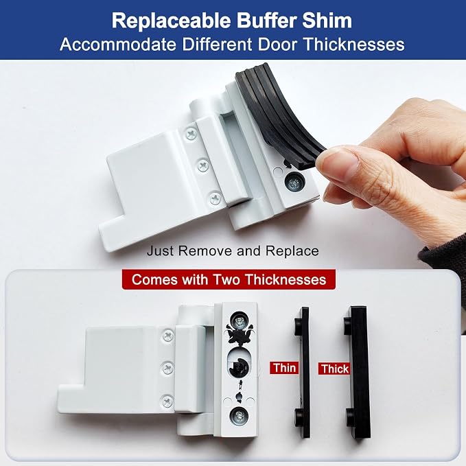 Portable Door Lock for Home/Hotel Security, Flip Action Style | All-Metal Construction, Adjustable Design, with Storage Pouch, Extra No Drill Door Lock, White - Image 5