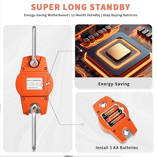 Hanging Scale 660lb/300kg - High-Accuracy Crane Scale with Aluminum Frame and LCD Display. Functions as Fishing Scale and Luggage Scale. for Farm, Hunting, Fitness, and Travel Weighing - Image 4