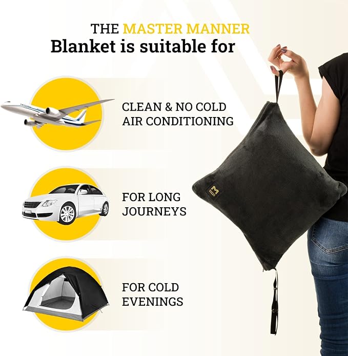 Travel Blanket Airplane Compact with Hoodie – 2in1 Airplane Travel Accessories from Plane Blanket to Travel Pillow with Luggage Strap, Soft Handle & Secure Pocket | 300 GSM fleece airplane blanket; attached hoodie doubles as its storage case | 62 x 41 ... - Image 7