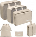 6 Set Packing Cubes, Luggage Packing Organizers for Travel Accessories, Carry on Suitcase Organizer Bags, Travel Essentials Luggage Accessories for Cruise Ship (Beige) by GRASSBROOK