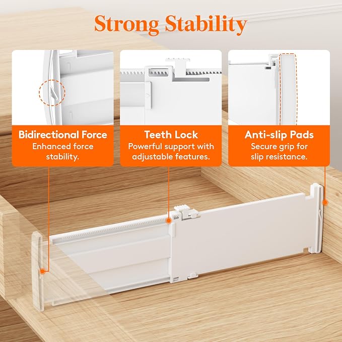 Lifewit 9 Pack 4" High Drawer Dividers, Adjustable Drawer Organizer Clothes | 10.5"-16.5" Expandable White Plastic Separators for Dresser, Kitchen, Cabinet, Nursery, Office, Socks & Underwear Storage - Image 4