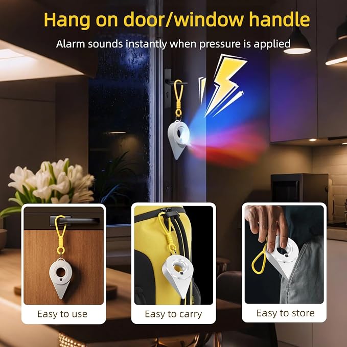 Portable Door Lock with Alarm for Travel - 70dB Anti-Theft Security Door Stopper for 0.27-0.94in Gap, 2-in-1 No Drill Door Stoppers for Home, Apartment, Office, Hotel, Travel - Image 7