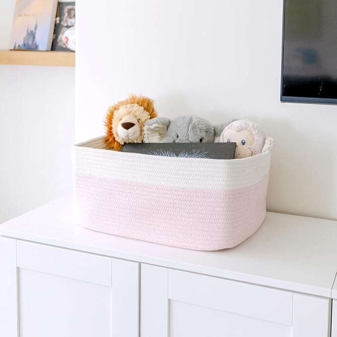 NaturalCozy Storage Baskets 16.8”x13”x7.6” Cotton Rope Woven Baskets for Organizing 3-Pack | Toy Storage Bins | Basket for Shelves, Laundry, Blanket, Clothes, Closet, Kitchen, Bathroom, Gifts - Image 8