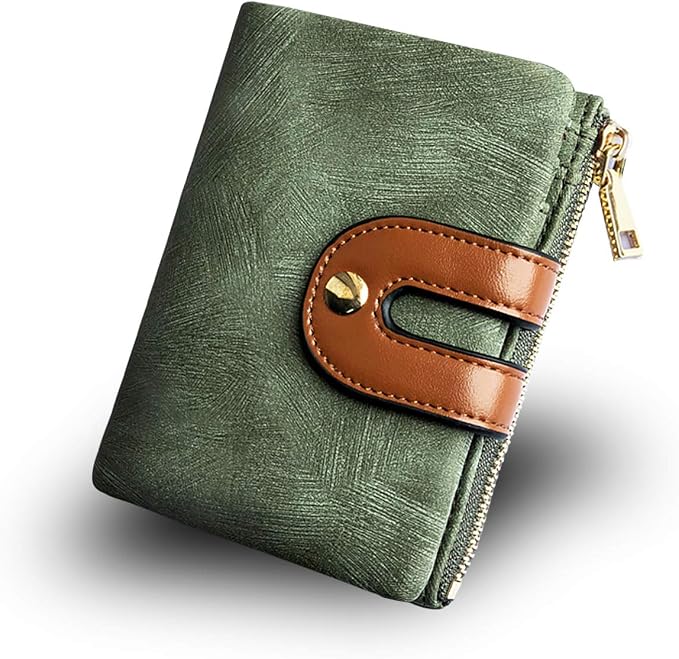 AOXONEL Women's Rfid Small Bifold Leather Wallet Ladies Mini Zipper Coin Purse id card Pocket,Slim Compact Thin by AOXONEL