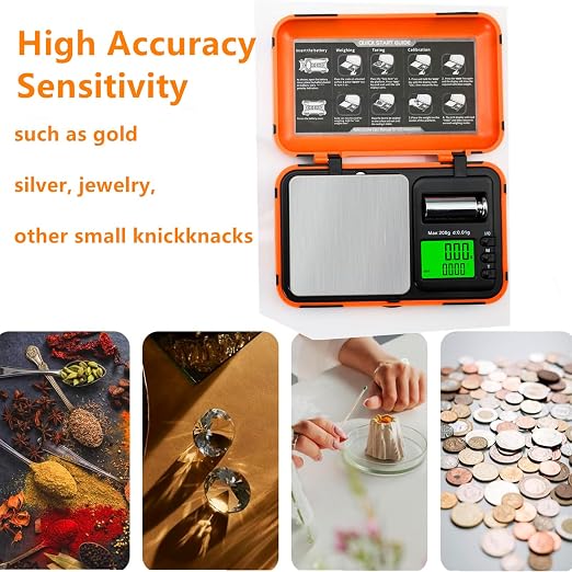 Digital Pocket Scale Precision 200g/0.01g with 50g Cal Weights,LCD Display Digital Scale Grams Ounces, Mini Jewelry Scale, Coins Scale for Gold/Silver/Gems/Food (Pocket Scale) - Image 3