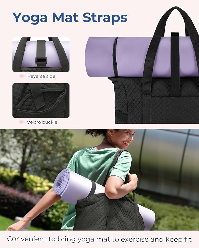 BAGSMART Crush Tote Bag for Women, 20L Puffer Work Tote with Zipper, Travel Essentials Quilted Nurse Hospital Bag - Image 3