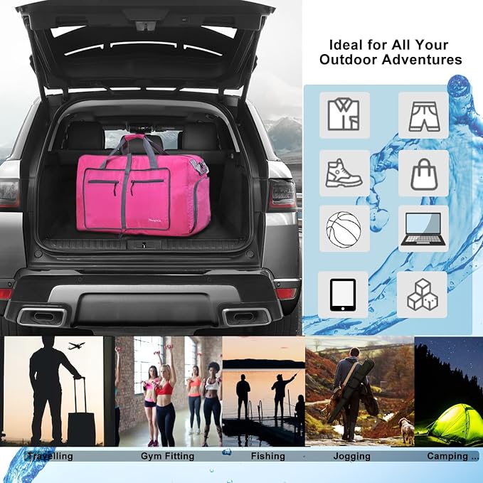 Woogwin Travel Duffel Bag Large Foldable Waterproof Overnight Bag for Beach Swim Bags Pool Sports Gym - Image 6