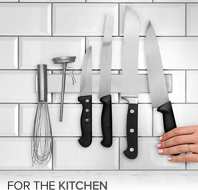 Modern Innovations Magnetic Knife Holder for Wall and Fridge - 12" Knife Magnetic Strip, Magnet Kitchen Knife Holder and Rack, Stainless Steel Magnetic Knife Bar for Kitchen Utensils - Image 4