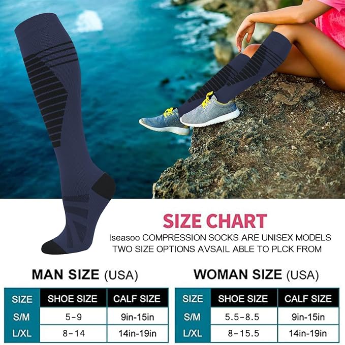 Copper Compression Socks 15-20 mmHg for Men & Women 8 Pairs – Circulation Support for Nurses, Travel, Running, Hiking, Soccer - Image 6